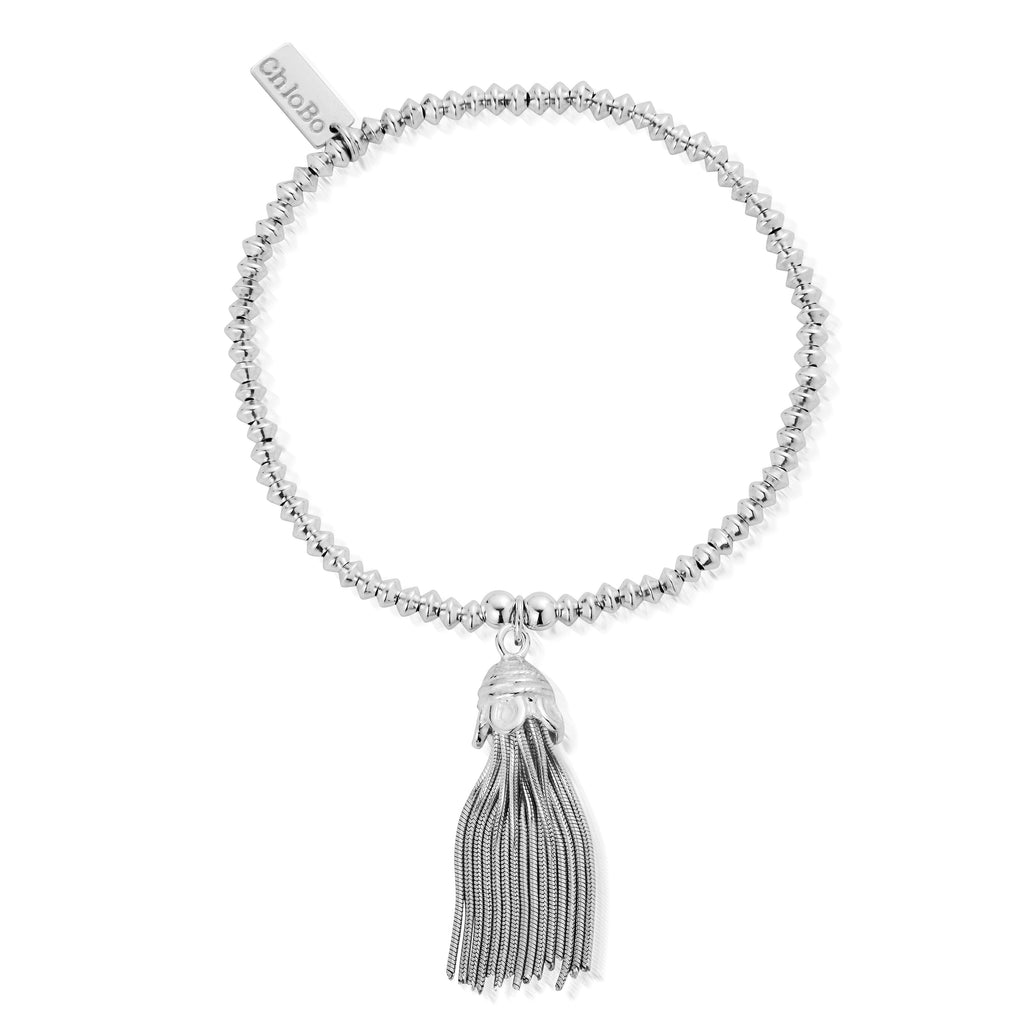 Silver Mini Disc Tassel Bracelet