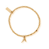Yellow Gold Mini Cube Double Feather Bracelet