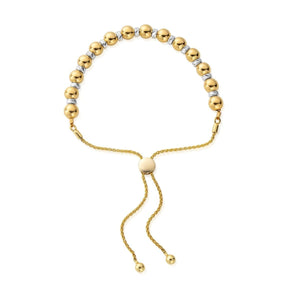 Silver and Yellow Gold Mixed Sparkle Ball Adjustable Bracelet