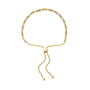 Silver and Yellow Gold Mixed Dainty Mini Disc Pumpkin Adjustable Bracelet