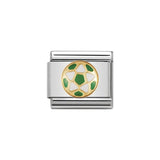 Nomination Classic Gold White & Green Football Charm - S&S Argento