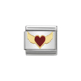 Nomination Classic Gold & Red Winged Heart Charm - S&S Argento