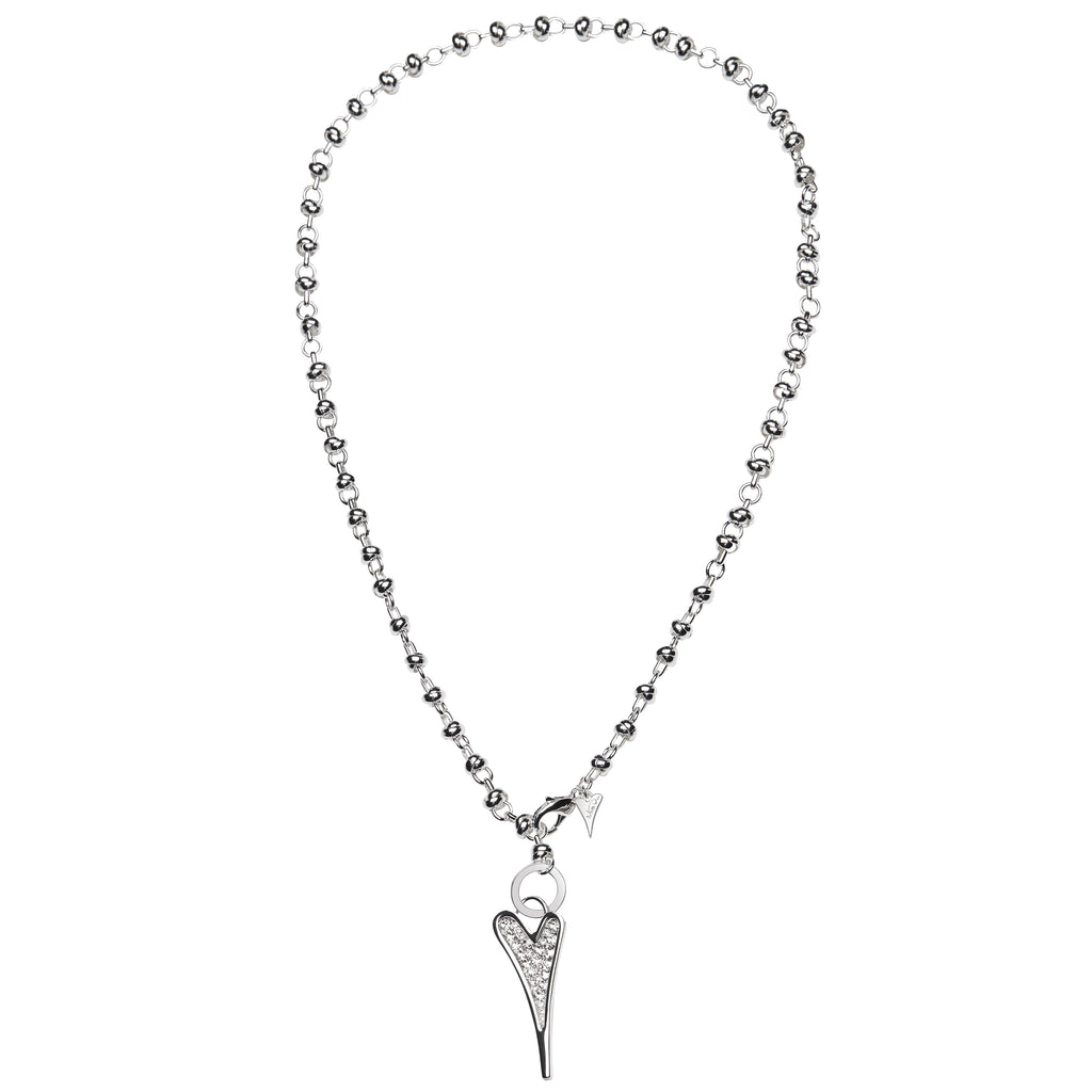 Silver (Long) Sparkle Heart Necklace - MD1693292 - S&S Argento