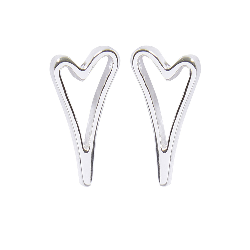 Silver Classic Open Heart Stud Earrings 1800491