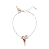 Two-Tone Silver & Rose Gold Solid Heart Bracelet