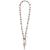 Miss Dee Two-Tone Rose Gold & Silver Knot Chain Sparkle Heart Necklace 1800573 (Shorter Length)