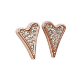 Rose Gold Classic Small Heart CZ Stud Earrings