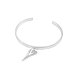 Miss Dee Silver Heart With Half Sparkle Cuff Bangle 1800604