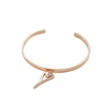 Miss Dee Rose Gold Heart With Half Sparkle Cuff Bangle