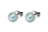 Stainless Steel Canino 8mm Stud Earrings - Green Pacific Opal