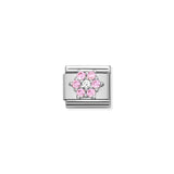 Nomination Classic Silver Flower with White & Pink CZ Charm