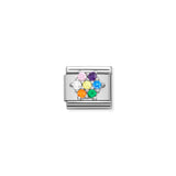 Nomination Classic Silver Flower with Rainbow CZ Charm