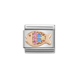 Nomination Classic Rose Gold with Pink & Blue CZ Fish Charm - S&S Argento