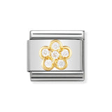 Nomination Classic Gold White Flower Cubic Zirconia Charm - S&S Argento