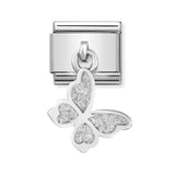 Nomination Classic Silver Glitter Butterfly Drop Charm - S&S Argento