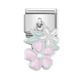 Nomination Classic Silver & Pink Double Flower Drop Charm - S&S Argento