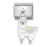 Nomination Classic Silver & White Cool Llama Drop Charm - S&S Argento