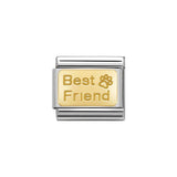 Nomination Classic Gold Best Friend with Paw Print Plate Charm - S&S Argento
