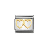 Nomination Classic Gold Double Heart Charm - S&S Argento