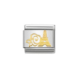 Nomination Classic Gold Eiffel Tower & Rose Charm - S&S Argento
