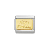 Nomination Classic Gold Happy Birthday Plate Charm - S&S Argento