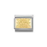 Nomination Classic Gold Sun with Faces Plate Charm - S&S Argento
