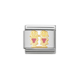 Nomination Classic Gold & Pink Sisters Charm - S&S Argento