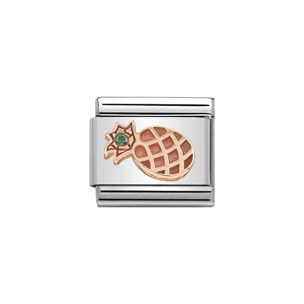 Nomination Classic Rose Gold & Green CZ Pineapple Charm - S&S Argento