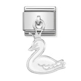 Nomination Classic Silver & White Swan with Crown Drop Charm - S&S Argento