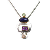 Paula Bolton Kaleidoscope Pendant and Chain Necklace with Lapis Amethyst Peridot and Pearl