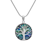 Sterling Silver and Abalone Shell Round Tree of Life Pendant