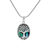 Sterling Silver and Abalone Shell Oval Tree of Life Pendant