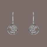 Silver & Cubic Zirconia Swaying Tree Drop Earrings