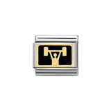 Nomination Classic Gold & Black Weightlifting Plate Charm - S&S Argento