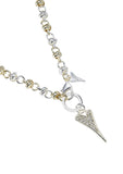 Yellow Gold Knot Chain With Sparkle Heart Necklace (Shorter Length)