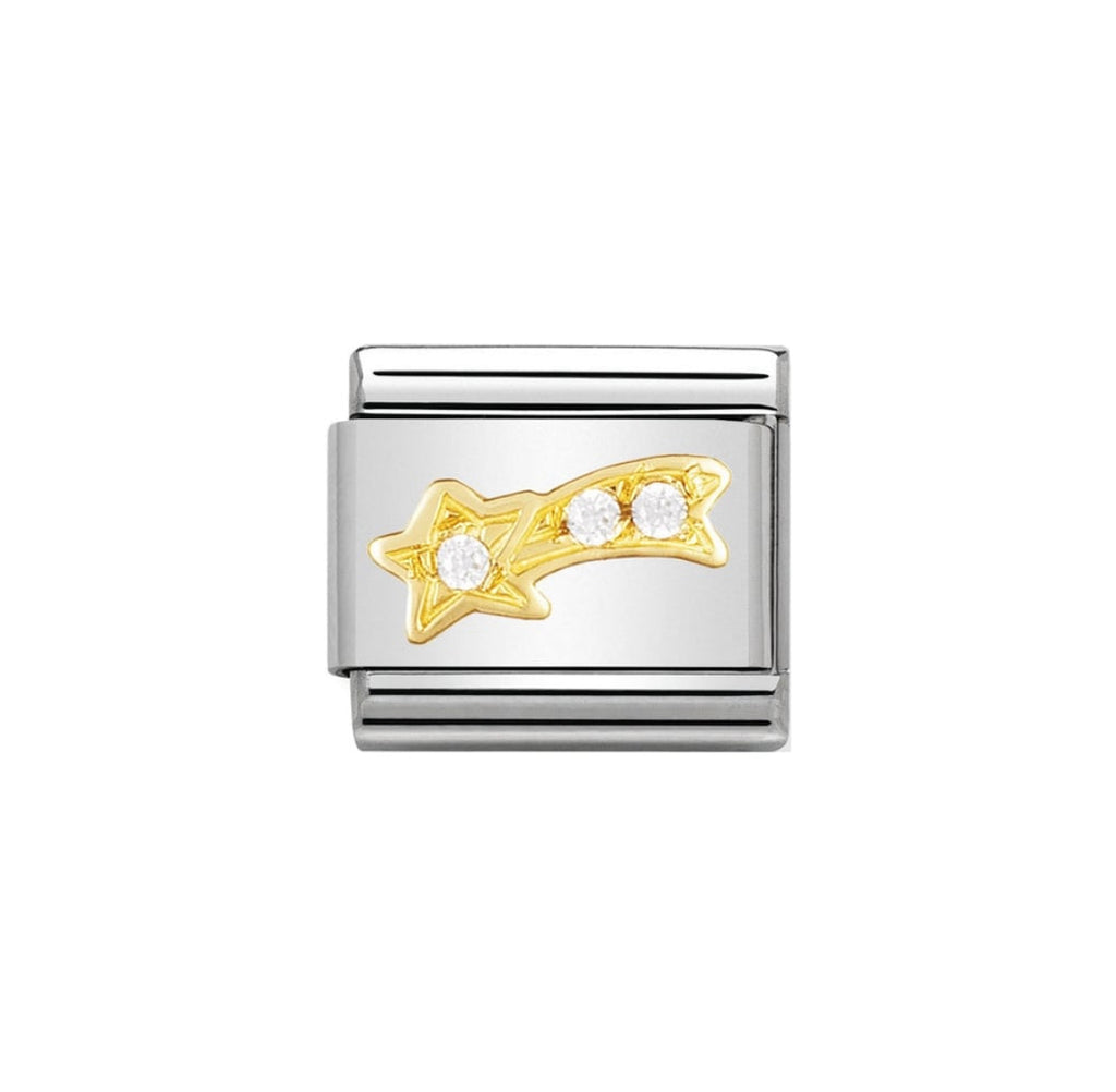Nomination Classic Gold & White CZ Shooting Star Charm