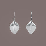 Silver Satin Leaf Earrings