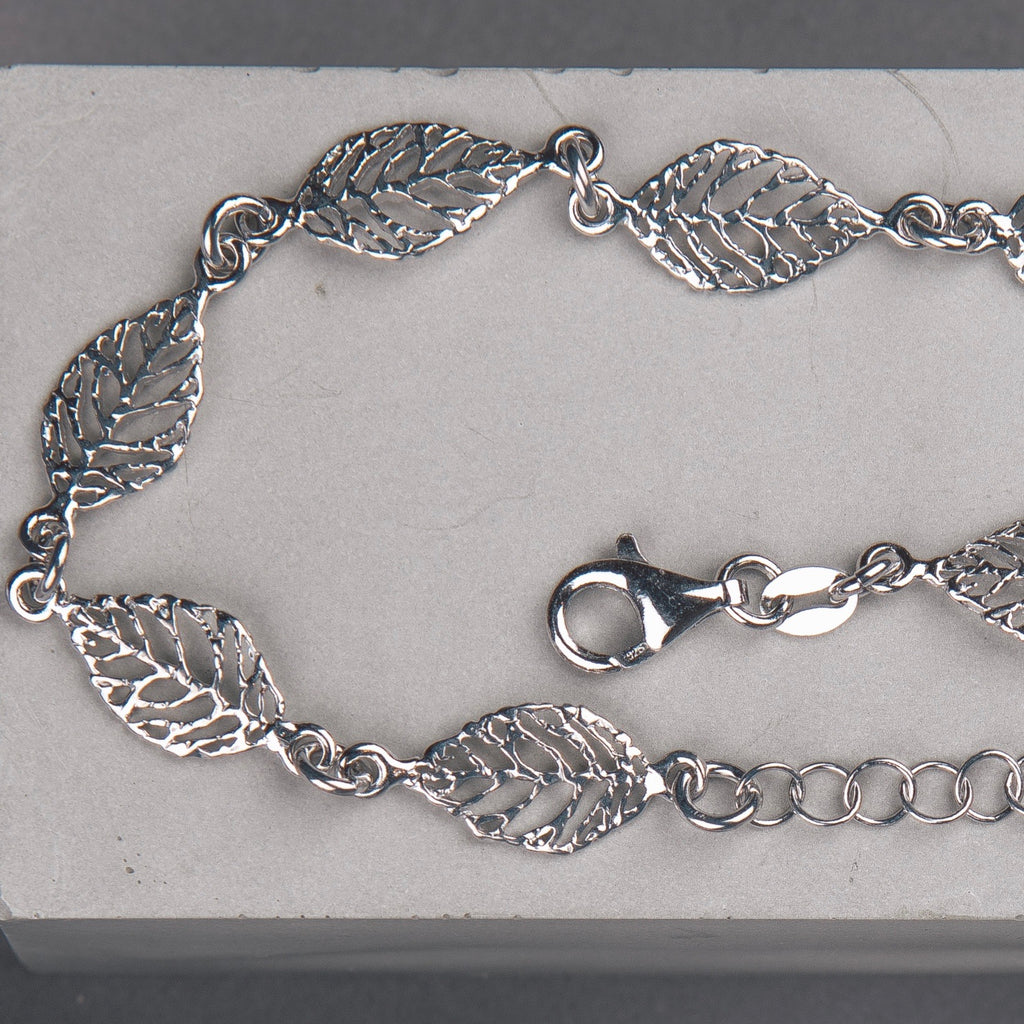Silver Natural Leaf Bracelet