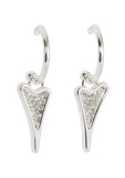 Silver Sparkle Heart Drop Hoop Earrings