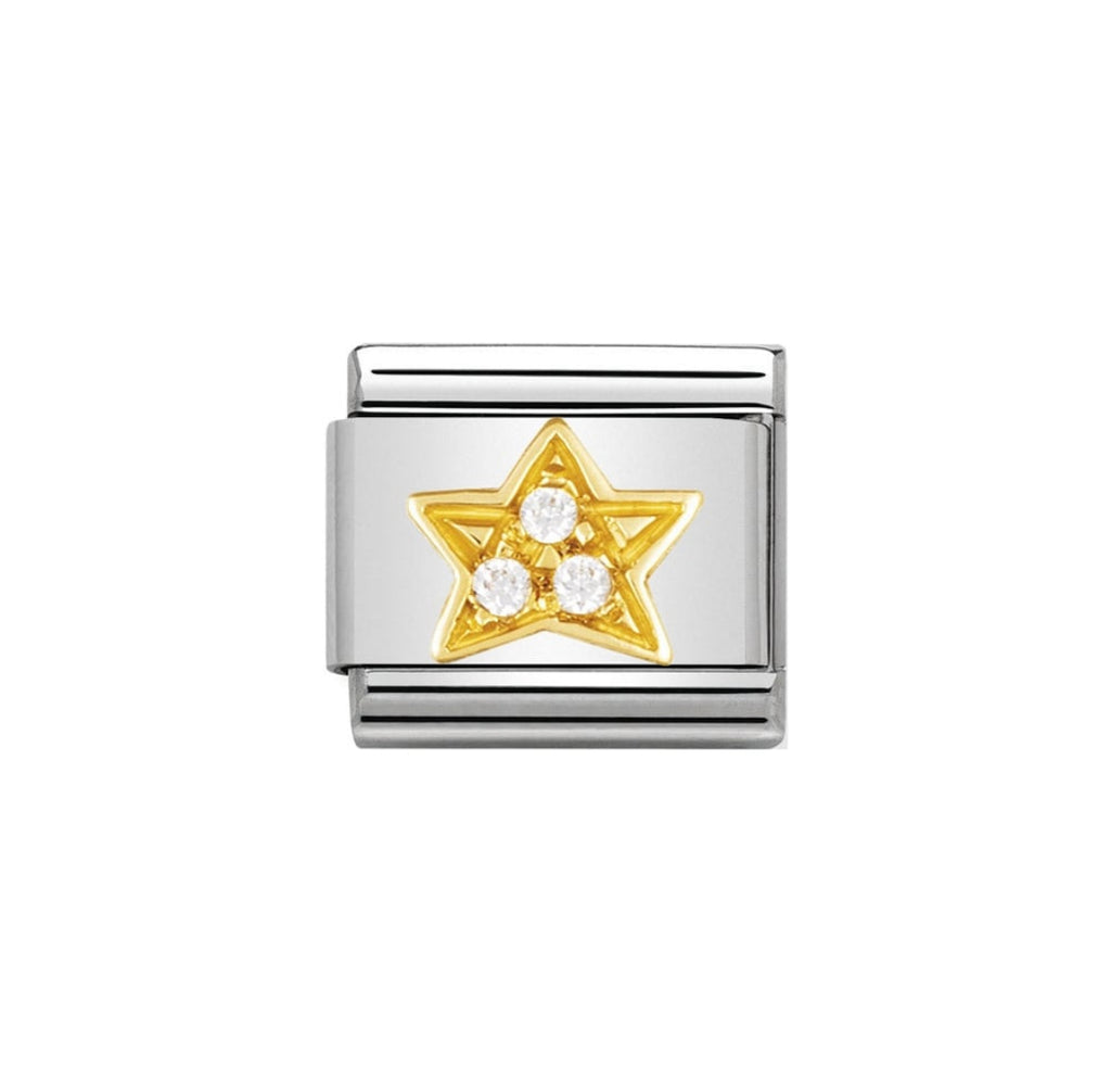 Nomination Classic Gold & White CZ Star Charm