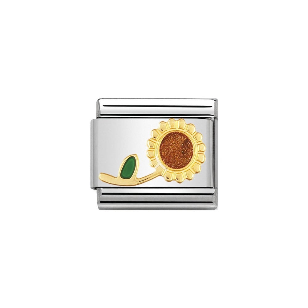 Nomination Classic Gold & Brow Stem Sunflower Charm