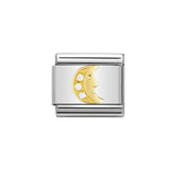 Nomination Classic Gold & White CZ Moon Charm