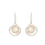 Silver Rose Gold & Fresh Water Pearl Drop Earrings