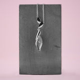 Silver and Cubic Zirconia Drop Leaf Necklace