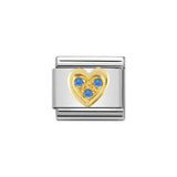 Nomination Classic Gold Blue Heart Cubic Zirconia Charm