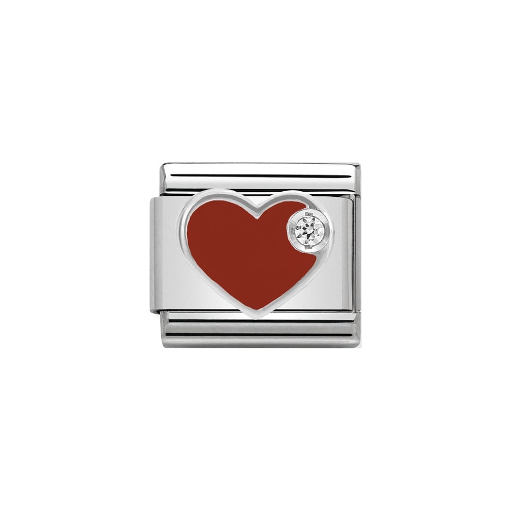 Nomination Classic CZ Silver and Red Heart Charm - S&S Argento