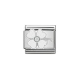 Nomination Classic CZ Silver and White Clover Charm - S&S Argento