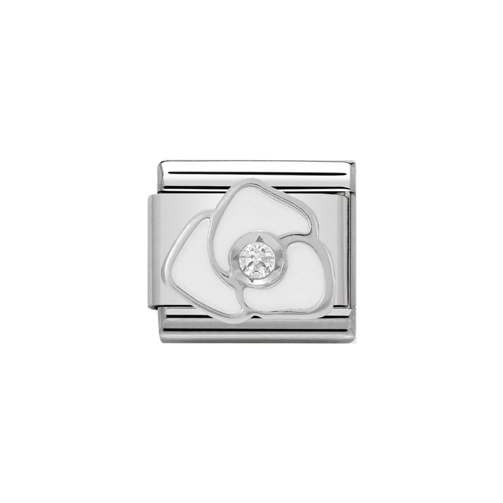 Nomination Classic CZ Silver and White Rose Charm - S&S Argento