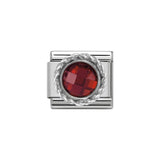 Nomination Classic CZ Silver Faceted Red Round Charm