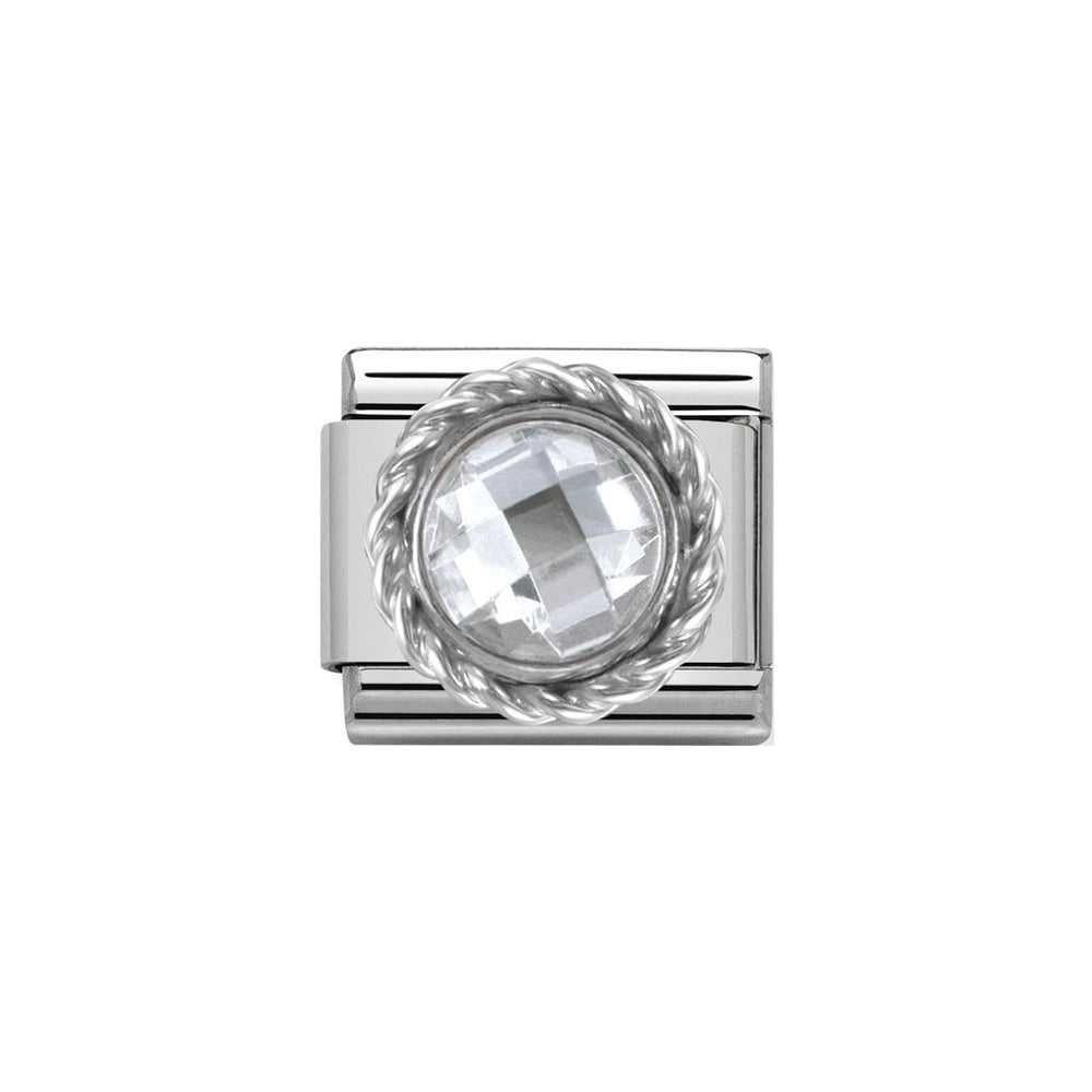 Nomination Classic CZ Silver Faceted White Round Charm